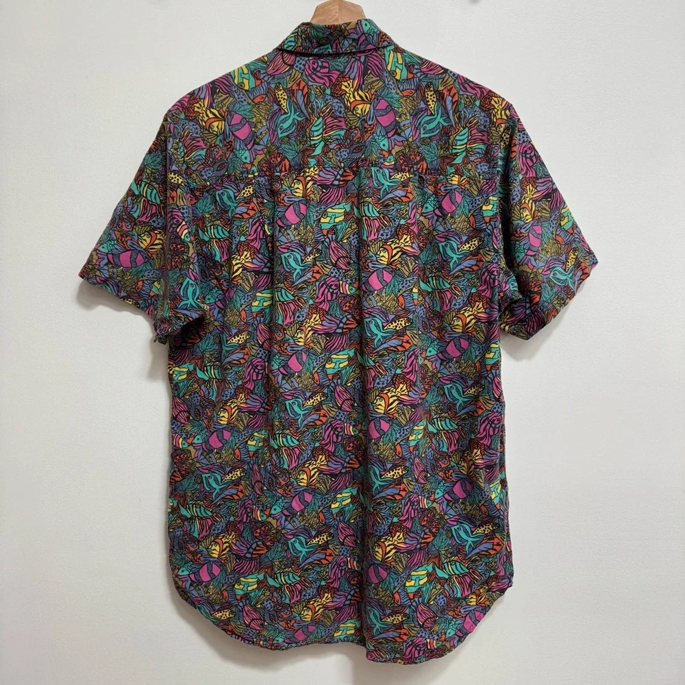 Vintage Royal Robbins World 90s Abstract Tropical Fish Button Down Shirt - Picture 6 of 10